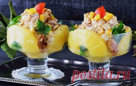 Салат с ананасами, курицей и грецкими орехами - Что приготовить на ... Отличная закуска для любого праздничного стола ИНГРЕДИЕНТЫ:- Куриное филе - 300 г- Ананасы - 150 г- Орехи грецкие - 100 г- Сыр твердый - 70 г...