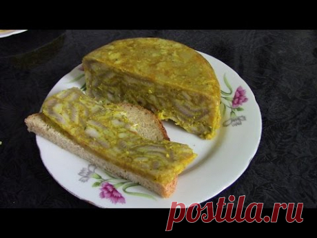 Закуска из свиных шкурок ./Свиная шкурка рецепт ./Прессованные свиные шкурки рецепт .
