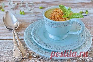 Мятный суп с чесночной пшеничкой