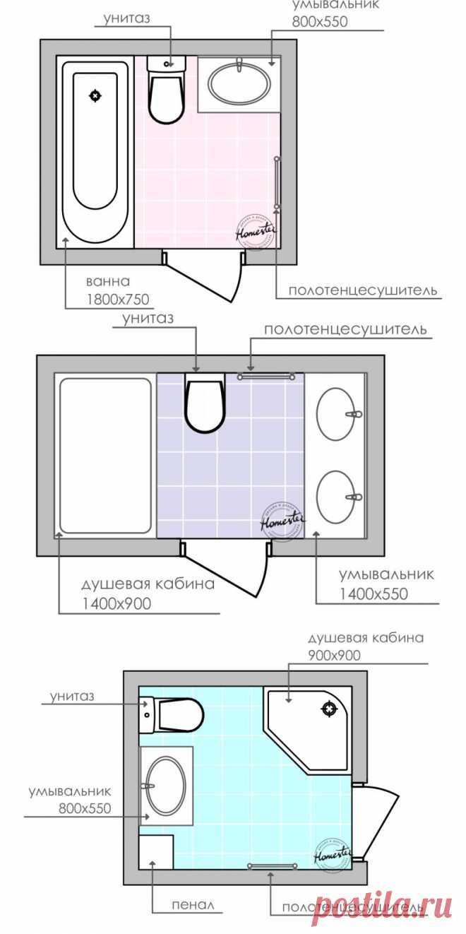 Ванная в 4 кв м : примеры планировки — Мой дом
