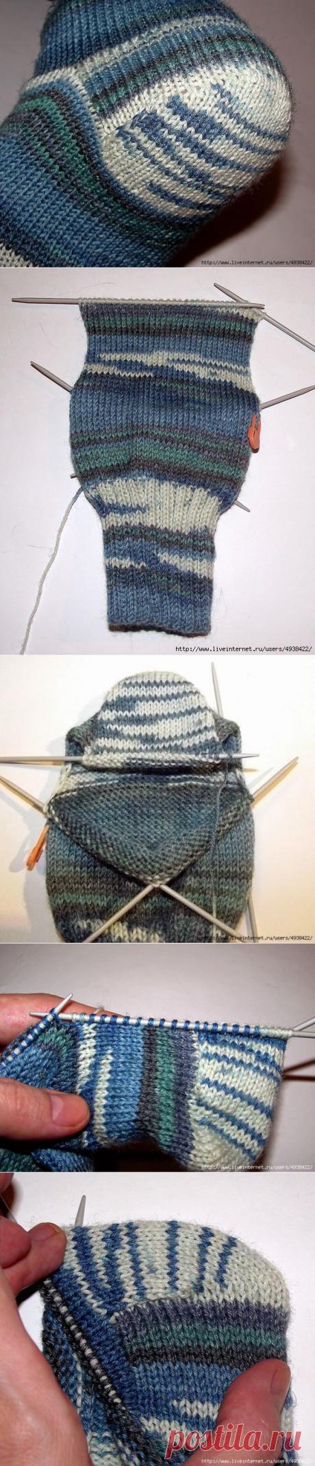 Носочная пятка с клином. Мастер-класс с фото.