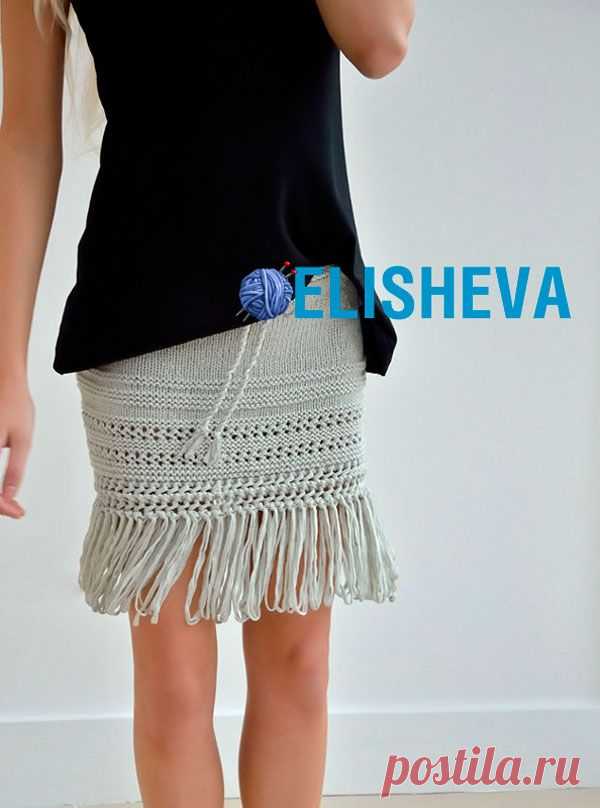 Летняя юбка с бахромой «Reed» от Kim Hargreaves, вязаная спицами