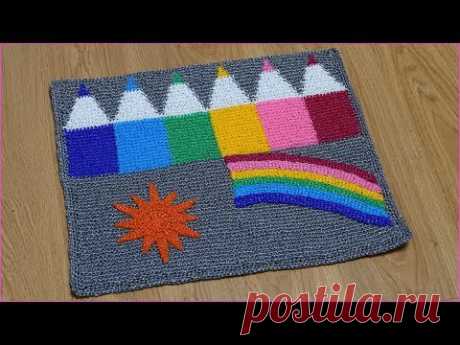 Вяжем коврик Карандаши крючком из полипропиленовой пряжи. Часть 2. Crochet polypropylene mat. P. 2.