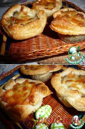 Корзинки из слоеного теста с рисом и куриной печенью - кулинарный рецепт