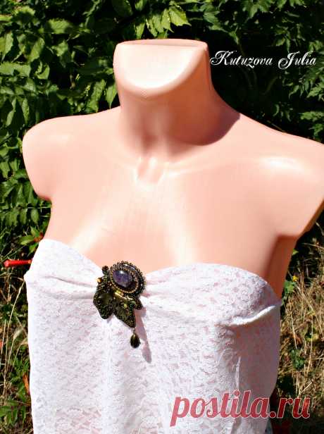 Брошь-кулон с аметистом