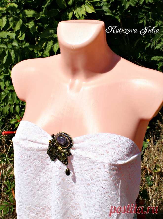 Брошь-кулон с аметистом