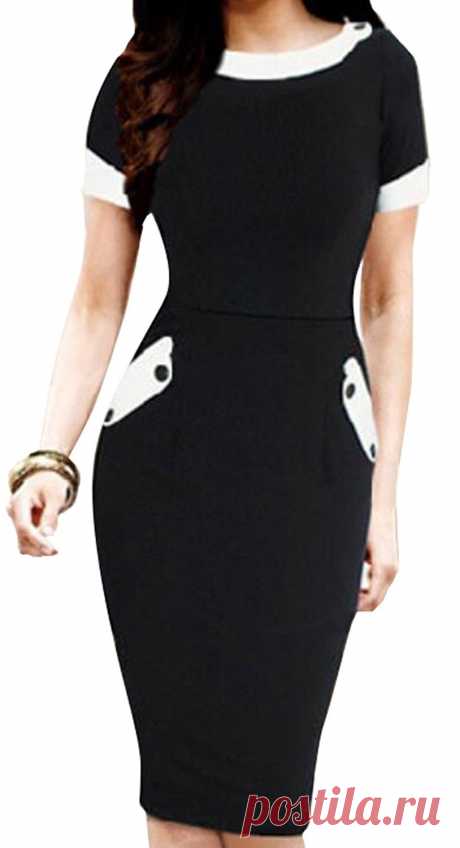 MLG Women's Round Neck Business Cocktail Pencil Midi Dress at Amazon Women’s Clothing store: