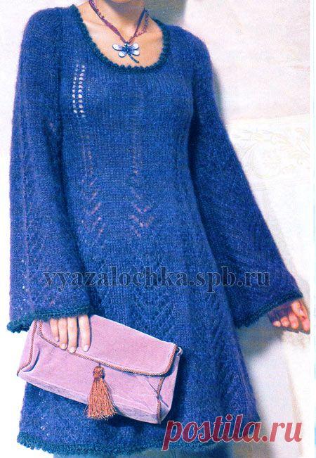 Вязаное платье на спицах – вторая редакция | ЕЛЕНА