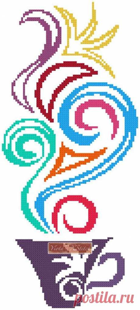 Tribal coffee tea cup cross stitch kit Tribal coffee/tea cup counted cross stitch kit.Counted cross stitch kit with whole stitches only. Kit contains: Cross stitch pattern Fabric - see options available Threads pre-wound on plastic card bobbins Needle Instructions