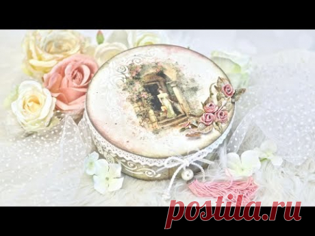 Decoupage romantyczne pudełko z damą - tutorial DIY