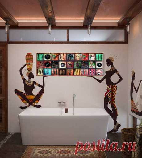 африканский интерьер, плитка африка, плитка ручной работы, декор кухни, декор ванной, декор интерьера