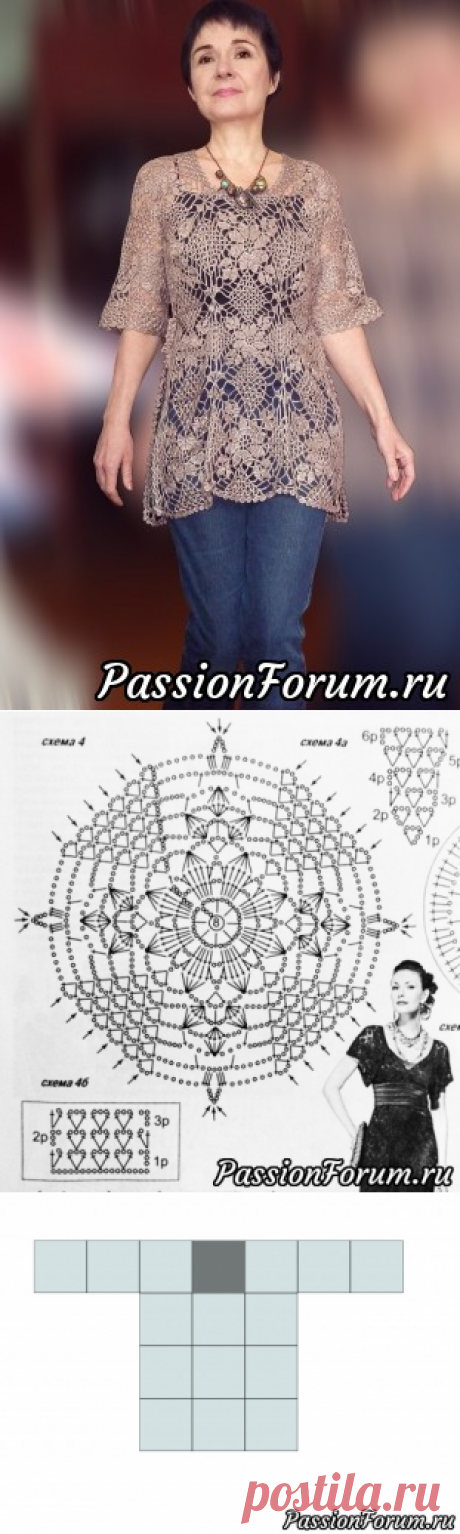 Туника из квадратных мотивов.