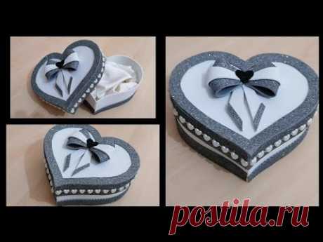 علبة أنيقة في شكل قلب/ اعمال فنية بورق الفوم/ DIY Gift box heart / Scatola a forma di cuore