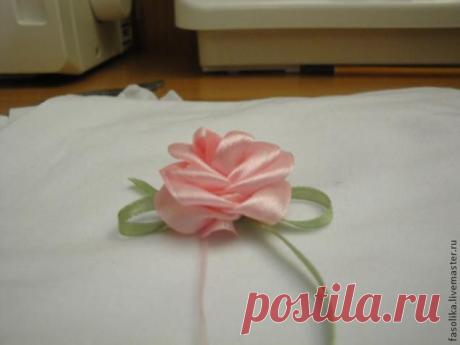 Розочка из атласной ленты за 1 минуту - Ярмарка Мастеров - ручная работа, handmade