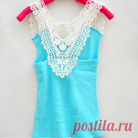 Платье для малышей Летняя одежда для девочек крючком выдалбливают цветочные Танк топы; футболка жилет Карамельный цвет От 0 до 3 лет купить на AliExpress