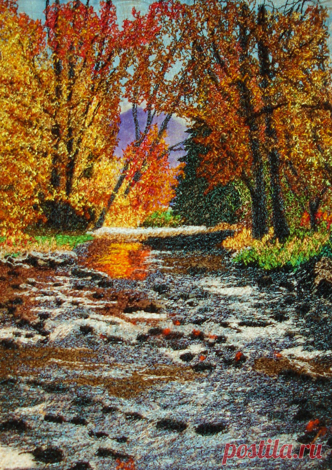 NC river in thread 004 | Free motion thread painting of a No… | Flickr