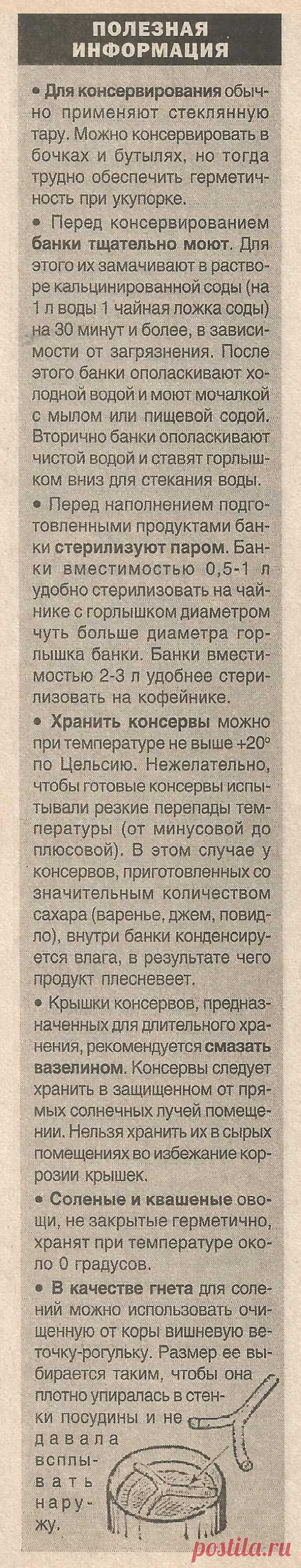 Полезная информация по консервированию и солению