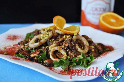 Тёплый салат из морепродуктов с апельсиновым соусом - кулинарный рецепт