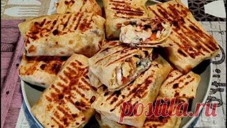 ДОМАШНЯЯ ШАУРМА!! 📌 МУКА + КИПЯТОК!! 💯 ЛАВАШ на сковороде ГОТОВИМ ДОМА!! 💣Самый Лучший Рецепт 👌🔥