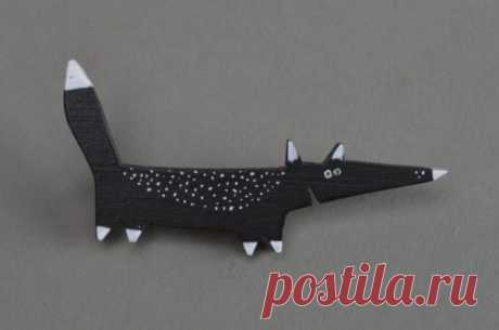 Handmade desiger Accessories Painted Wooden Brooch Black Fox s Shape Gift Ideas | eBay