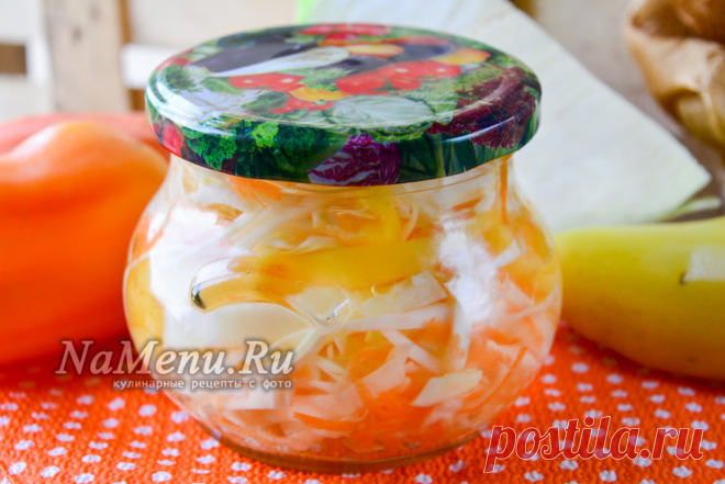 Салат из капусты, перца сладкого, моркови и лука на зиму