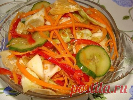 Всеми любимый салат из капусты и огурцов по-корейски!