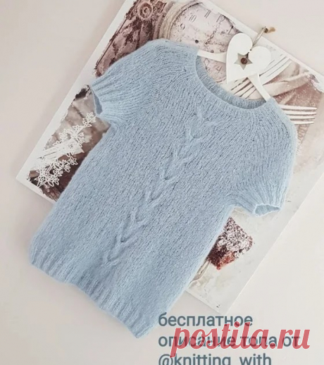 Пуловер-реглан с коротким рукавом. Краткое описание от @knitting_with_love_sv. пуловер,топ,бесплатное описание,вязание,спицы,реглан,вяжем стильный топ реглан