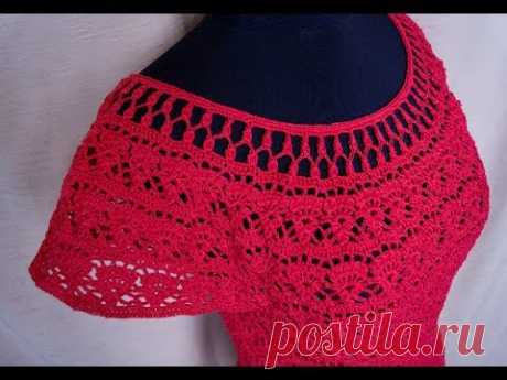 Топ, блуза и платье летнее крючком, часть 1. Top, blouse and summer crochet dress, part 1. Полный мастер-класс. В части 1 и 2 я показываю вязание верхней части платья, то есть блузы. Смотрите так же: Платье летнее крючком ВОЗДУШНЫЕ ВЕЕРА: https://y...