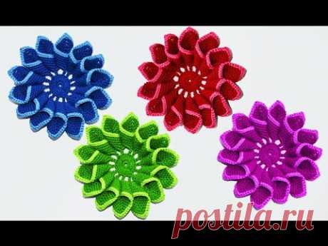МК Красивый цветок крючком. Crochet flowers - YouTube