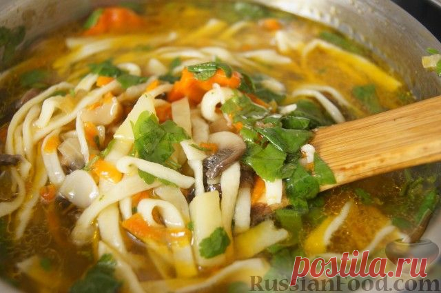 Рецепт: Грибная лапша (домашняя) на RussianFood.com