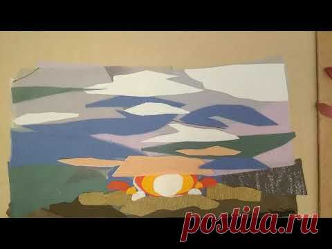 ЗАКАТ ПЕЙЗАЖ/ РАСКЛАДКА ЛОСКУТОВ/ ТЕКСТИЛЬНОЕ ПАННО (1)