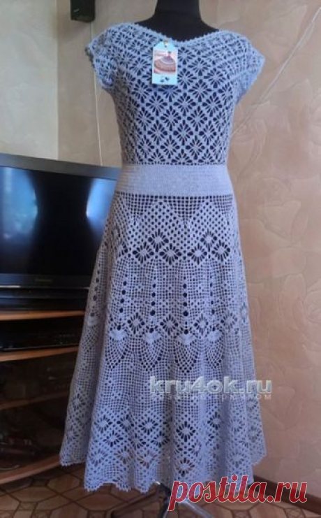 Платье Прованс, филейное вязание крючком