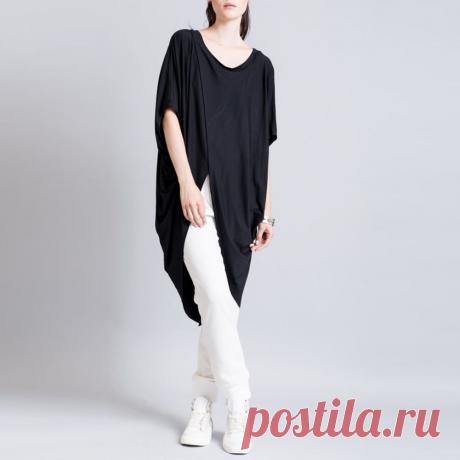 Новый ELEGENT свободного покроя летом Большой размер платья BATWING рукавом широкий асимметричная сплит обернуть платье черный VESTIDOS купить в магазине Andy's store 1 на AliExpress