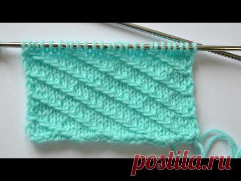 Интересный рельефный узор спицами / Диагональные полоски