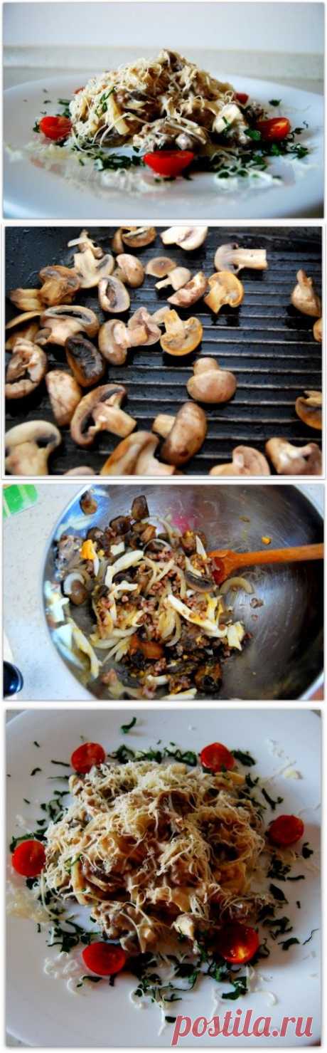 Грибной салат с гречкой