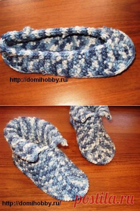 Теплые тапочки крючком