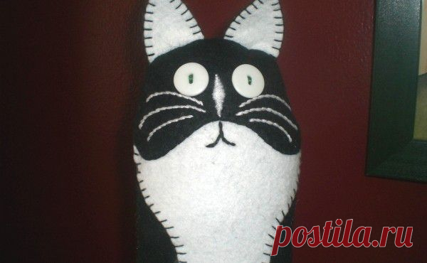 Чёрный котик из флиса | Кот и кошка