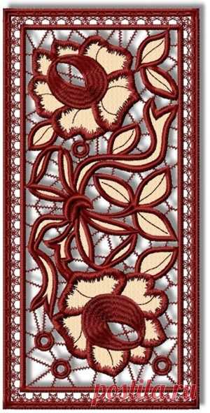 Advanced Embroidery Designs - Cutwork Lace Rose Panel