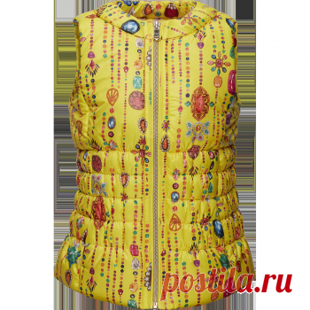 Жилет утепленный для девочки, цвет лимонный