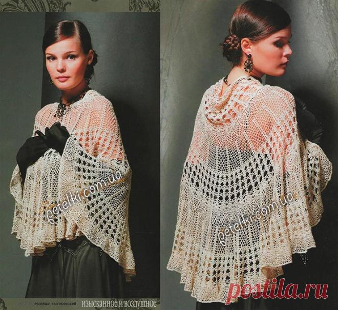 Воздушная накидка крючком. Описание вязания, схемы