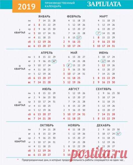 Производственный календарь на 2019 год с праздниками и выходными утвержденный