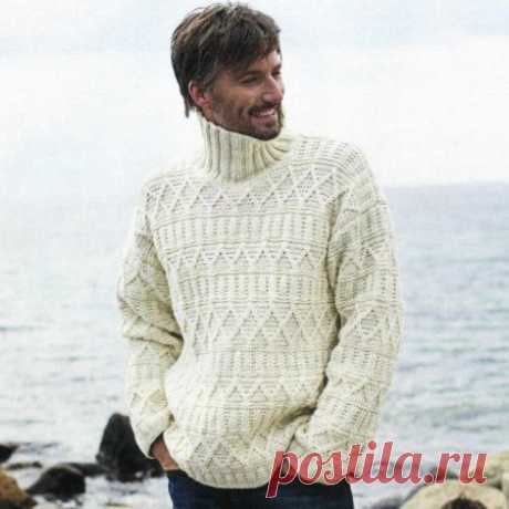 мужской свитер спицами. очень классный!!!