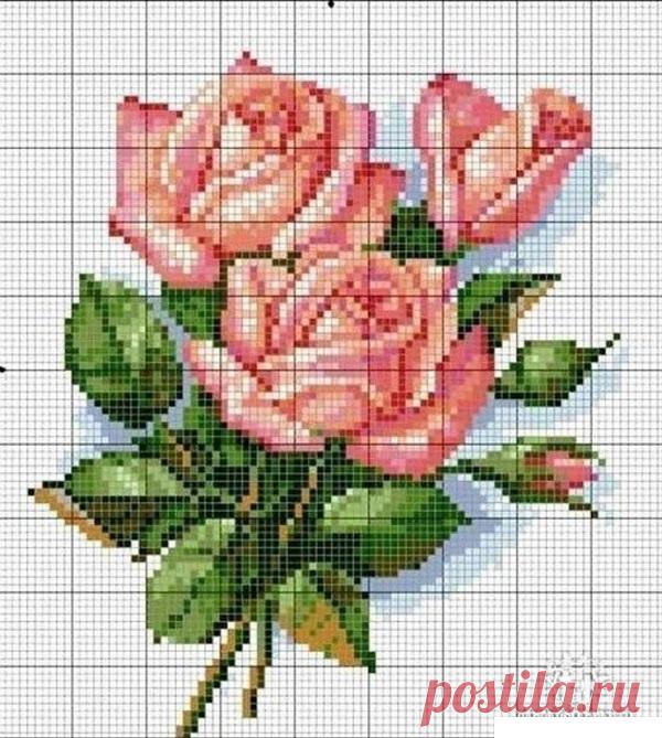 Схемы вышивки роз