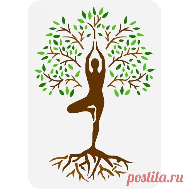 Baum des Lebens Schablone 8,3x11,7 Zoll wieder verwendbare Baum Pose Schablone Yoga Pose Malerei Vorlage Leben Baum Zeichnung Schablone für Dekor - AliExpress