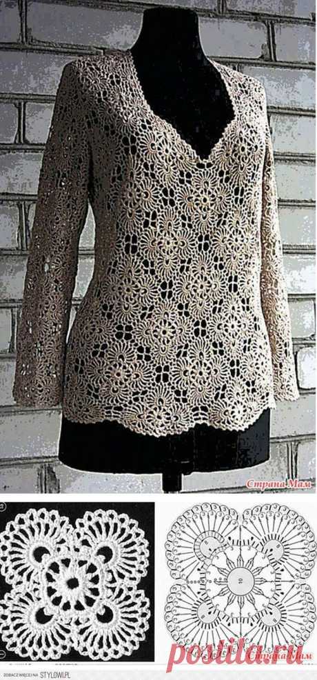 Crochet lace motif blouse | Crochet
