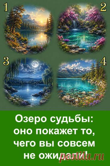 Четыре загадочных озера скрывают четыре разных предсказания судьбы. Загляните в глубину выбранного озера и прочитайте, что оно приготовило именно для вас. Возможно, ответ окажется совсем не таким, каким вы его представляли.