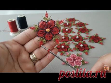 İğne oyasi Japon gülünun tam yapilisi menekse ciceginin yapilisi hermosa flor beatiful follewers