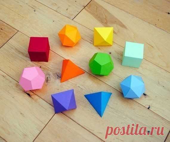 Делаем с детьми объемные геометрические фигуры из бумаги