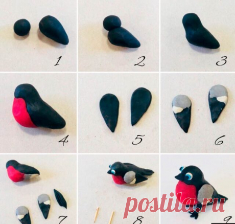 Снегирь из пластилина