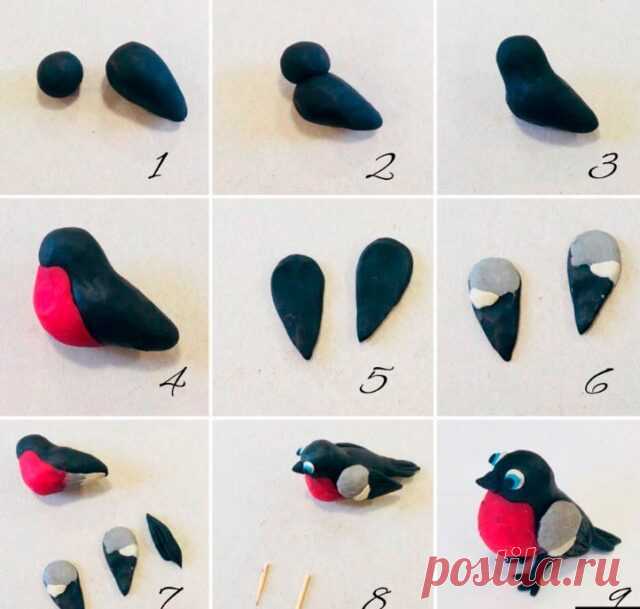Снегирь из пластилина